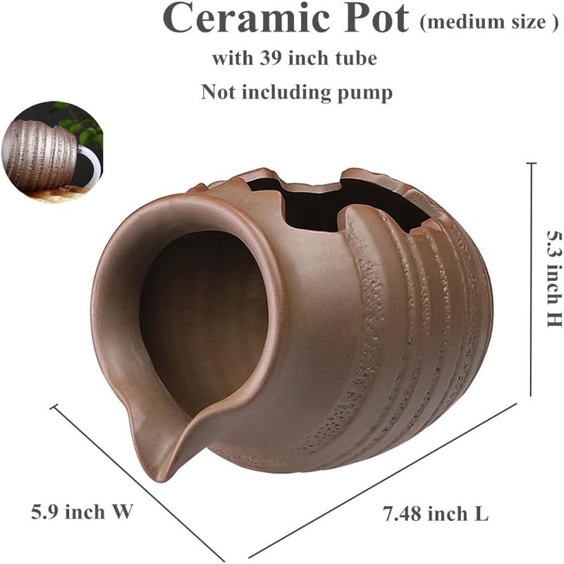 Andady Outdoor Garden Fountain Spitter Pond Water Feature Pump DIY Ceramic Pot Decoration (7.4 inch Color 1) - Image 2